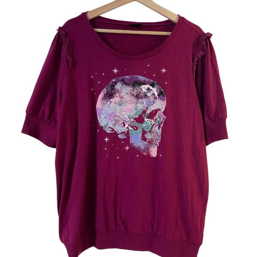 Torrid Maroon Skull Graphic Tee